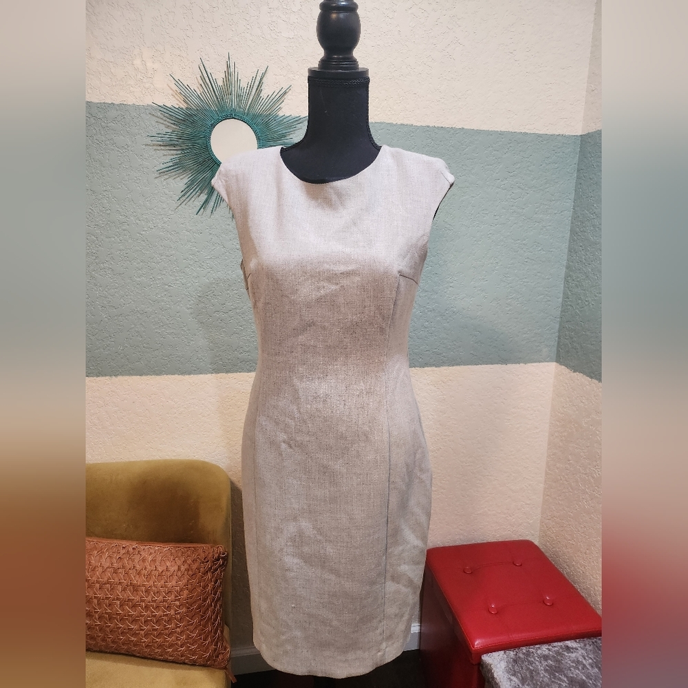 Zara Basic Light Grey Sleeveless Office Dress Size M